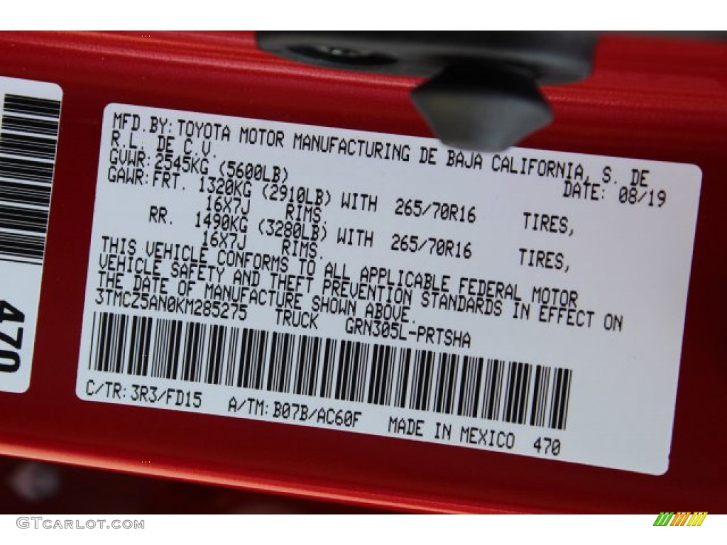 2019 Tacoma TRD Off-Road Double Cab 4x4 - Barcelona Red Metallic / TRD Graphite photo #25