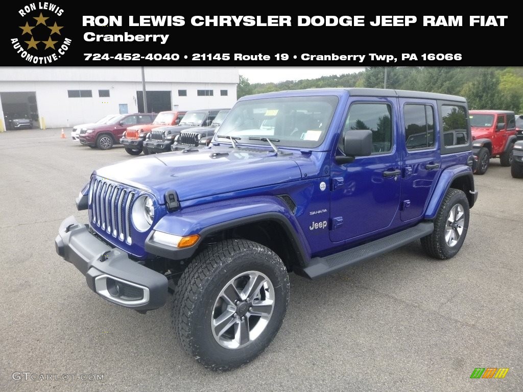 2020 Wrangler Unlimited Sahara 4x4 - Ocean Blue Metallic / Black photo #1