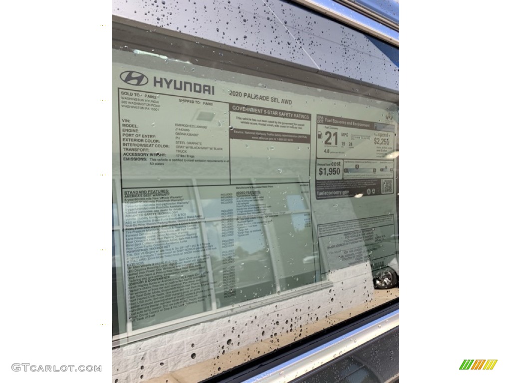 2020 Palisade SEL AWD - Steel Graphite / Black/Gray photo #16