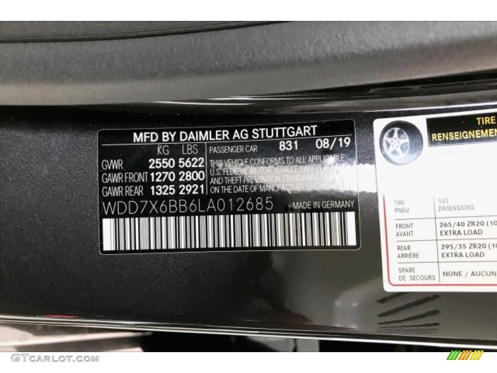 2020 AMG GT Color Code 831 for Graphite Gray Metallic Photo #135396752