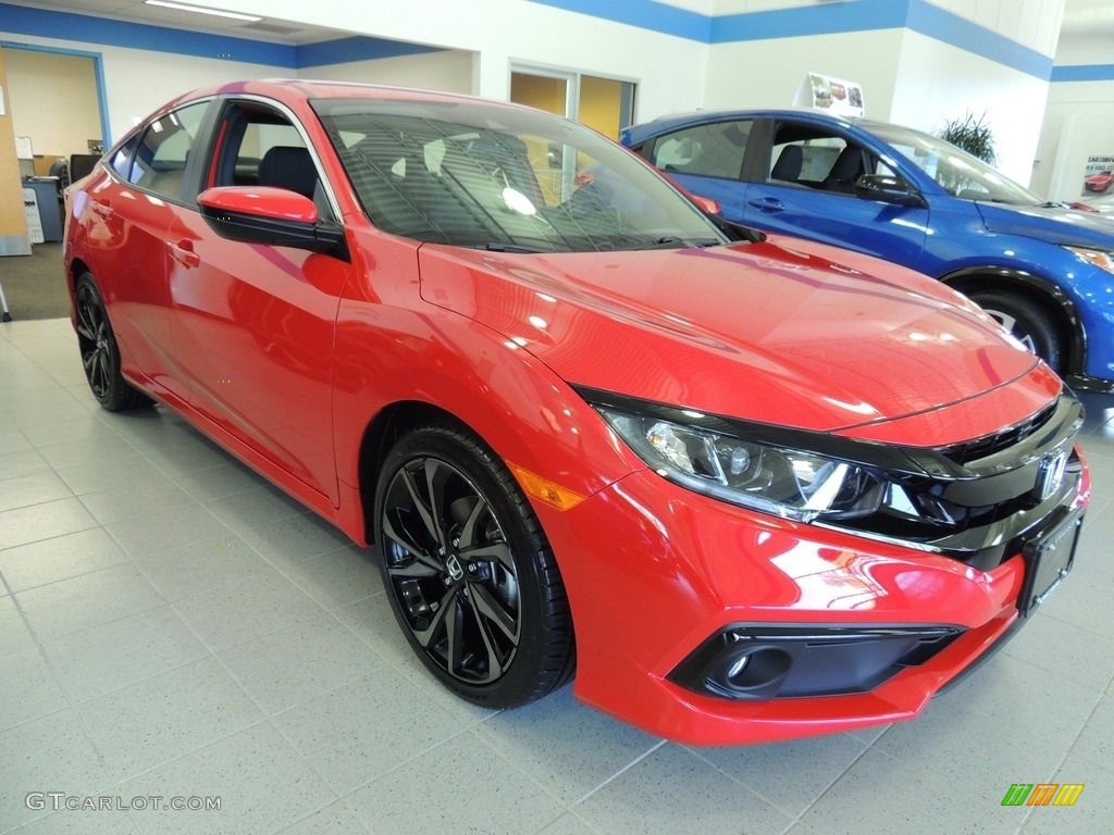 2019 Civic Sport Sedan - Rallye Red / Black photo #3