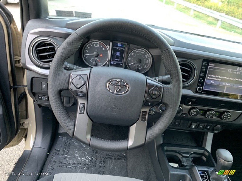 2020 Toyota Tacoma TRD Off Road Double Cab 4x4 TRD Cement/Black Steering Wheel Photo #135443078