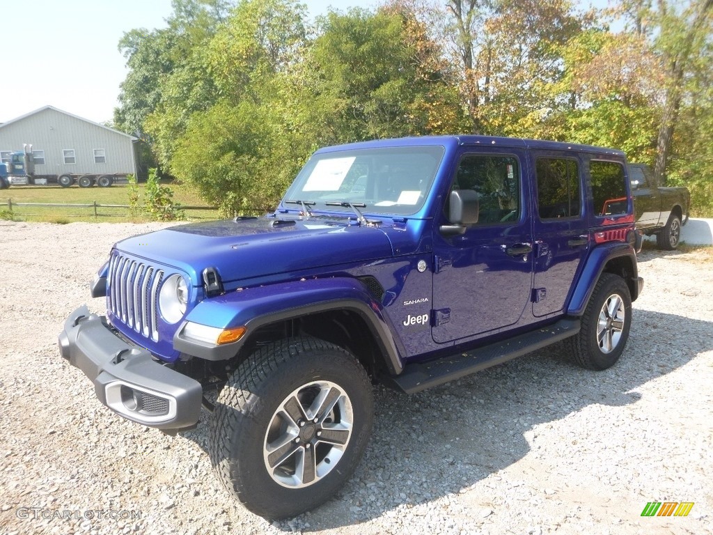 2020 Wrangler Unlimited Sahara 4x4 - Ocean Blue Metallic / Black photo #1