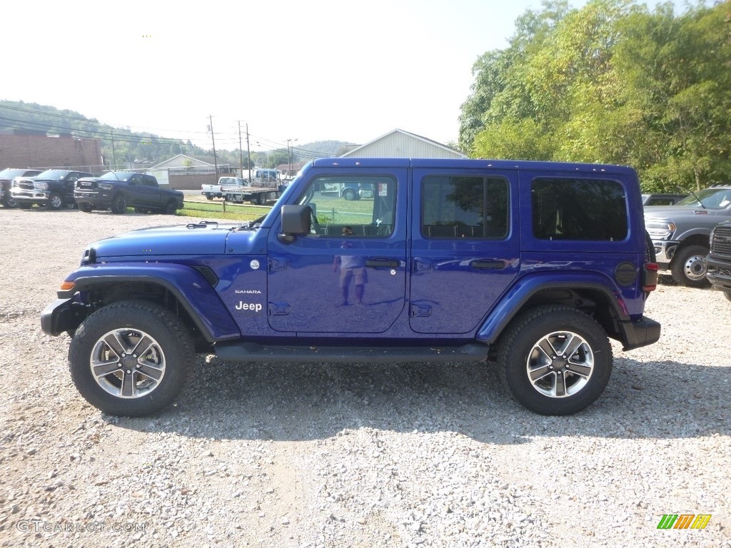 2020 Wrangler Unlimited Sahara 4x4 - Ocean Blue Metallic / Black photo #2