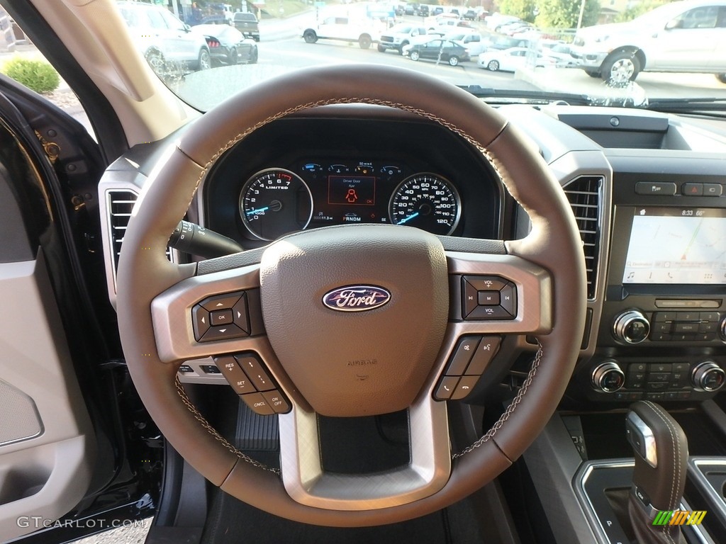 2019 Ford F150 Limited SuperCrew 4x4 Black Steering Wheel Photo #135452990