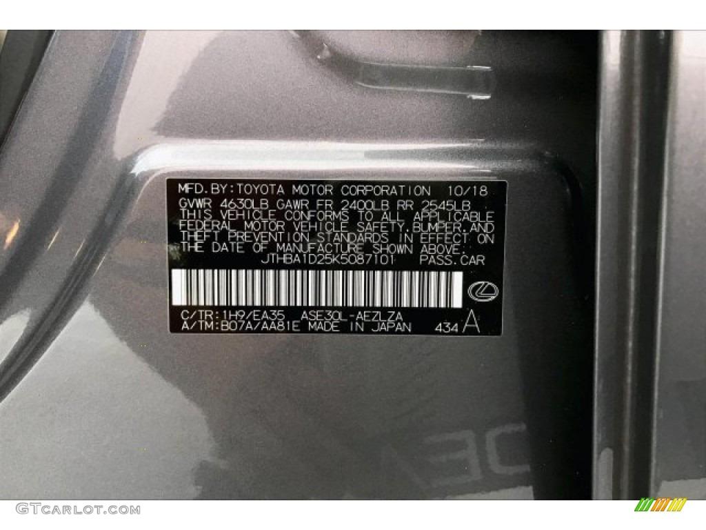 2019 IS Color Code 1H9 for Nebula Gray Pearl Photo #135458984