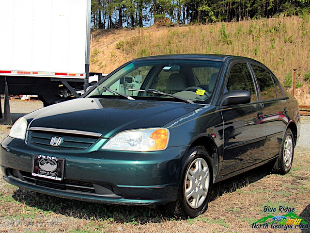 2002 Civic LX Sedan - Clover Green Metallic / Beige photo #1