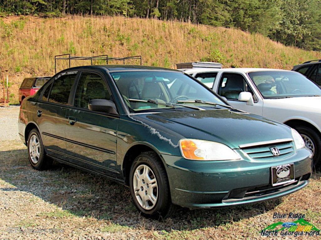 2002 Civic LX Sedan - Clover Green Metallic / Beige photo #2