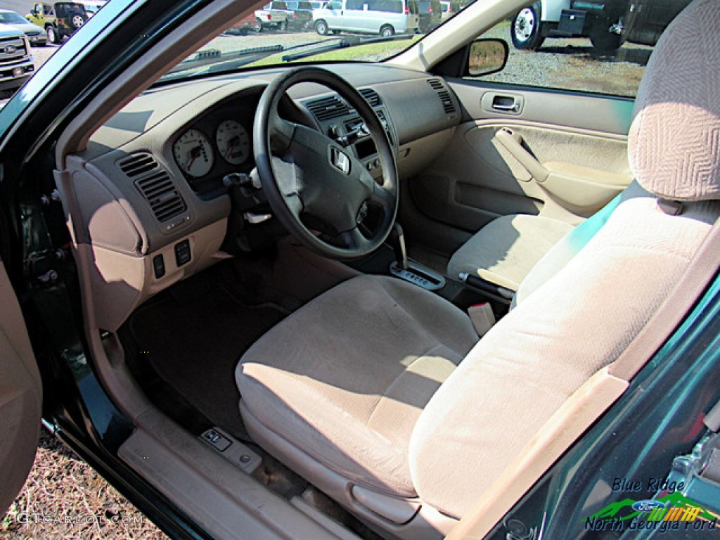 2002 Civic LX Sedan - Clover Green Metallic / Beige photo #5