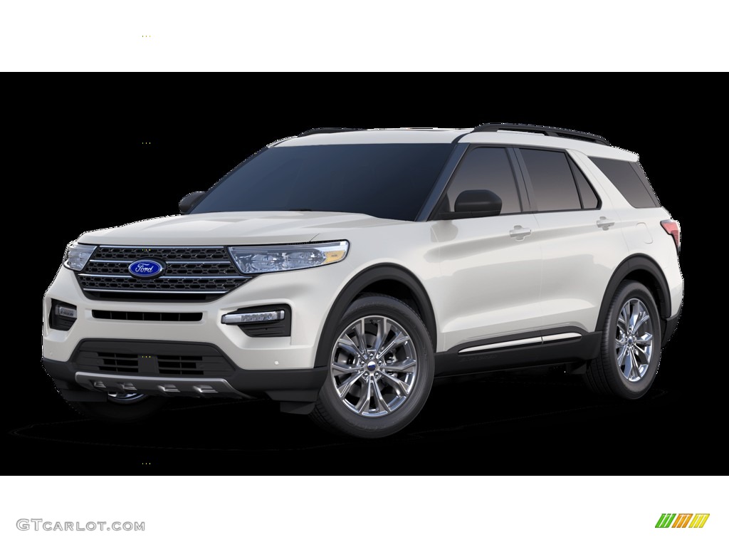 2020 Explorer XLT 4WD - Star White Metallic Tri-Coat / Sandstone photo #1