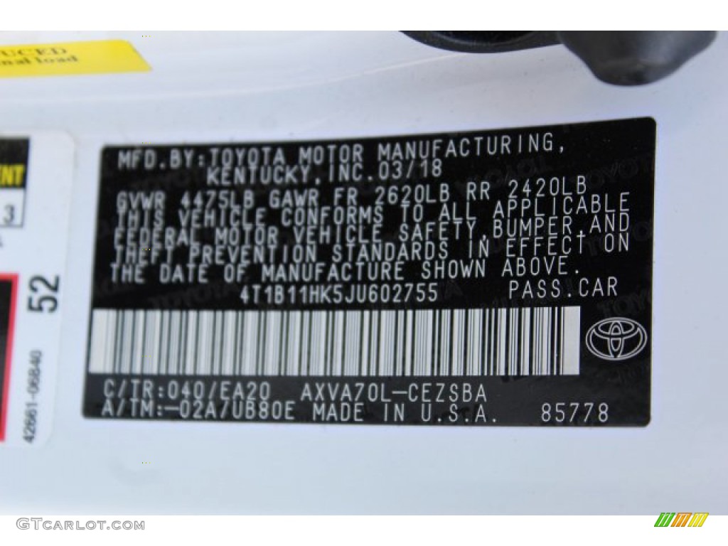 2018 Camry SE - Super White / Black photo #31