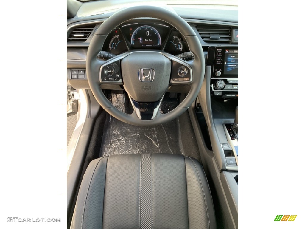 2020 Honda Civic EX-L Hatchback Black Steering Wheel Photo #135470618