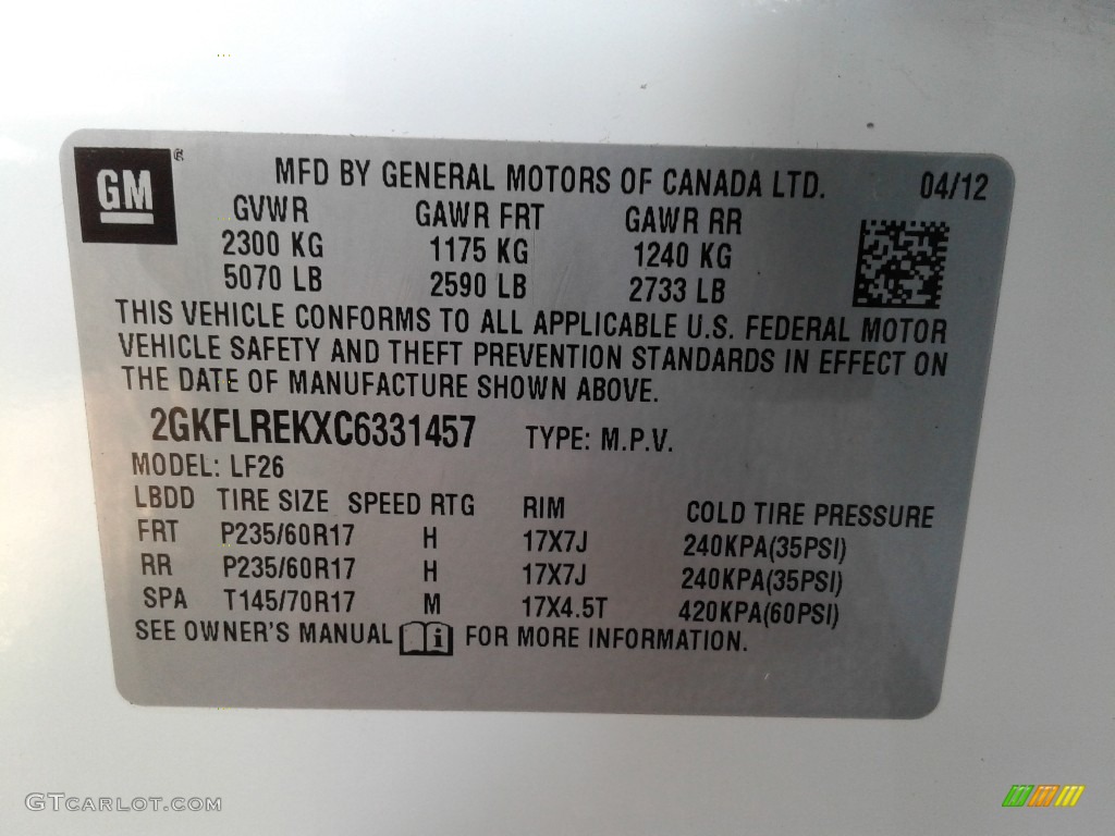 2012 Terrain SLE AWD - Olympic White / Jet Black photo #29