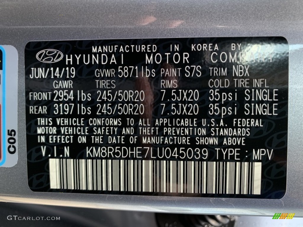 2020 Hyundai Palisade Limited AWD Color Code Photos
