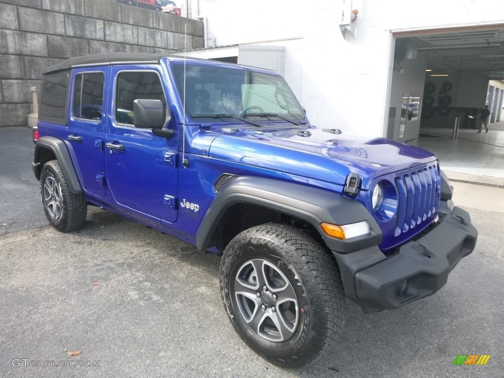 2020 Wrangler Unlimited Sport 4x4 - Ocean Blue Metallic / Black photo #7