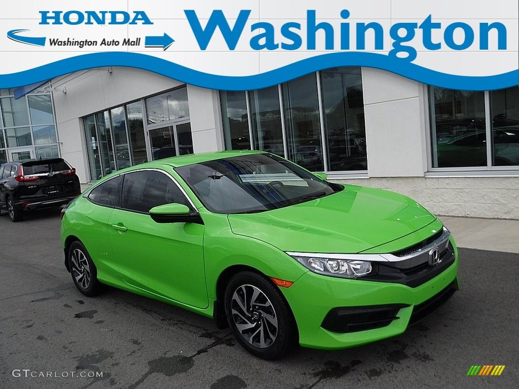 2017 Civic LX Coupe - Energy Green Pearl / Black/Gray photo #1