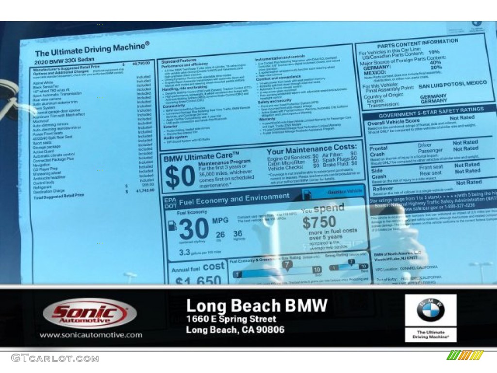 2020 3 Series 330i Sedan - Alpine White / Black photo #10