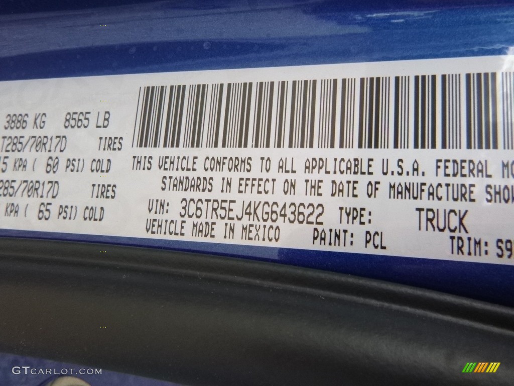 2019 2500 Color Code PCL for Blue Streak Pearl Photo #135506480