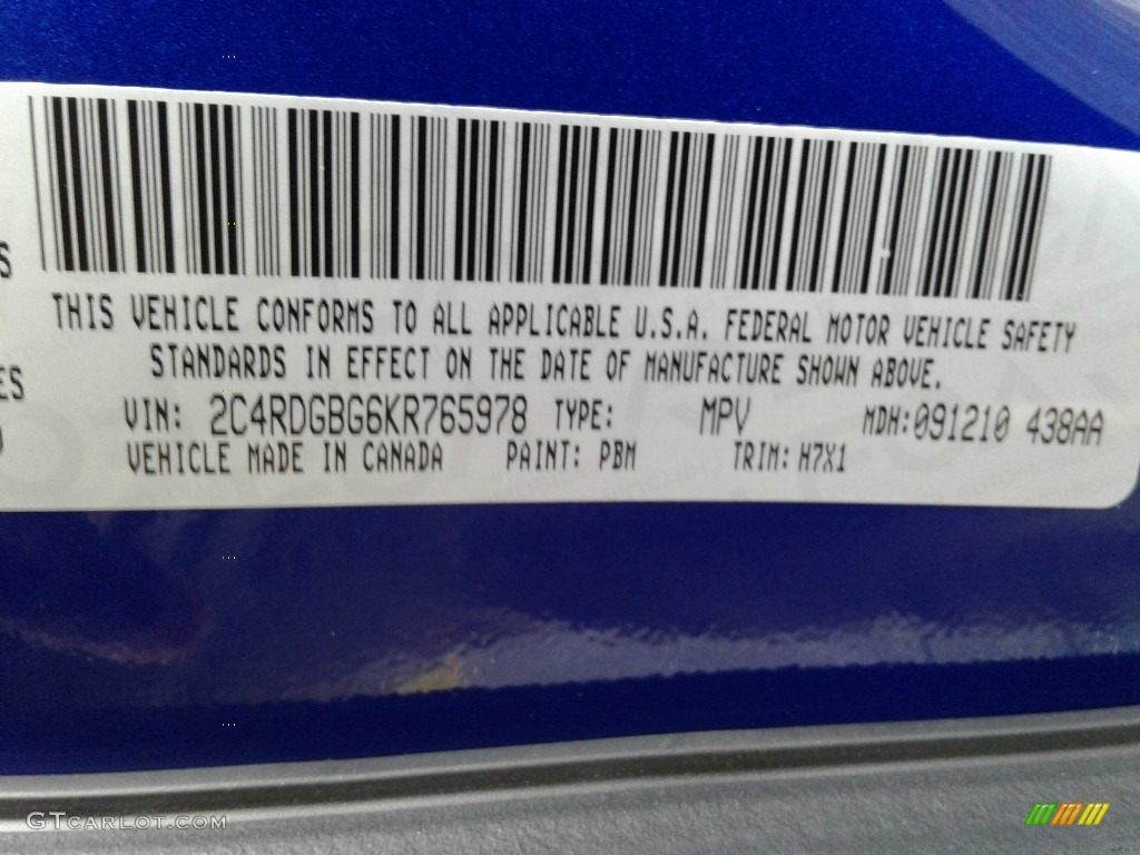 2019 Dodge Grand Caravan SE Color Code Photos