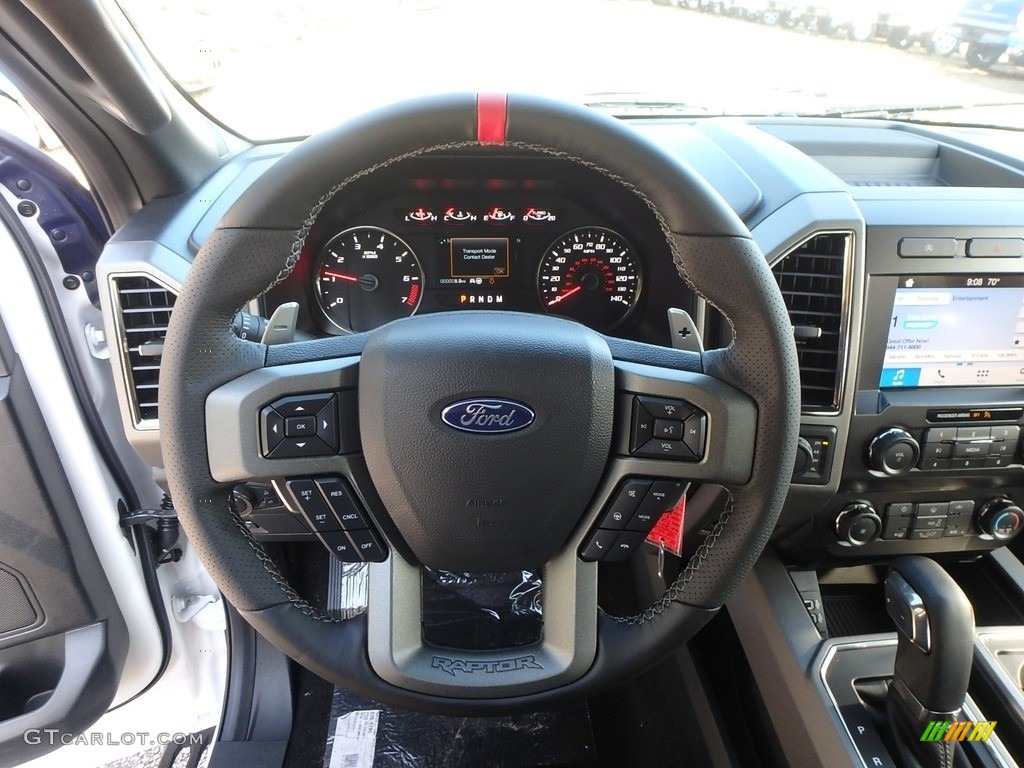 2019 Ford F150 SVT Raptor SuperCab 4x4 Black Steering Wheel Photo #135540597