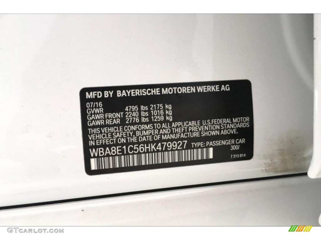 2017 3 Series 330e iPerfomance Sedan - Alpine White / Black photo #19