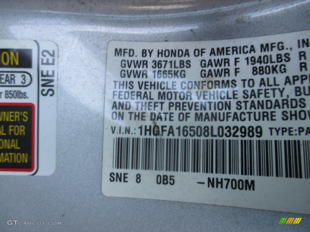 2008 Civic LX Sedan - Alabaster Silver Metallic / Gray photo #19