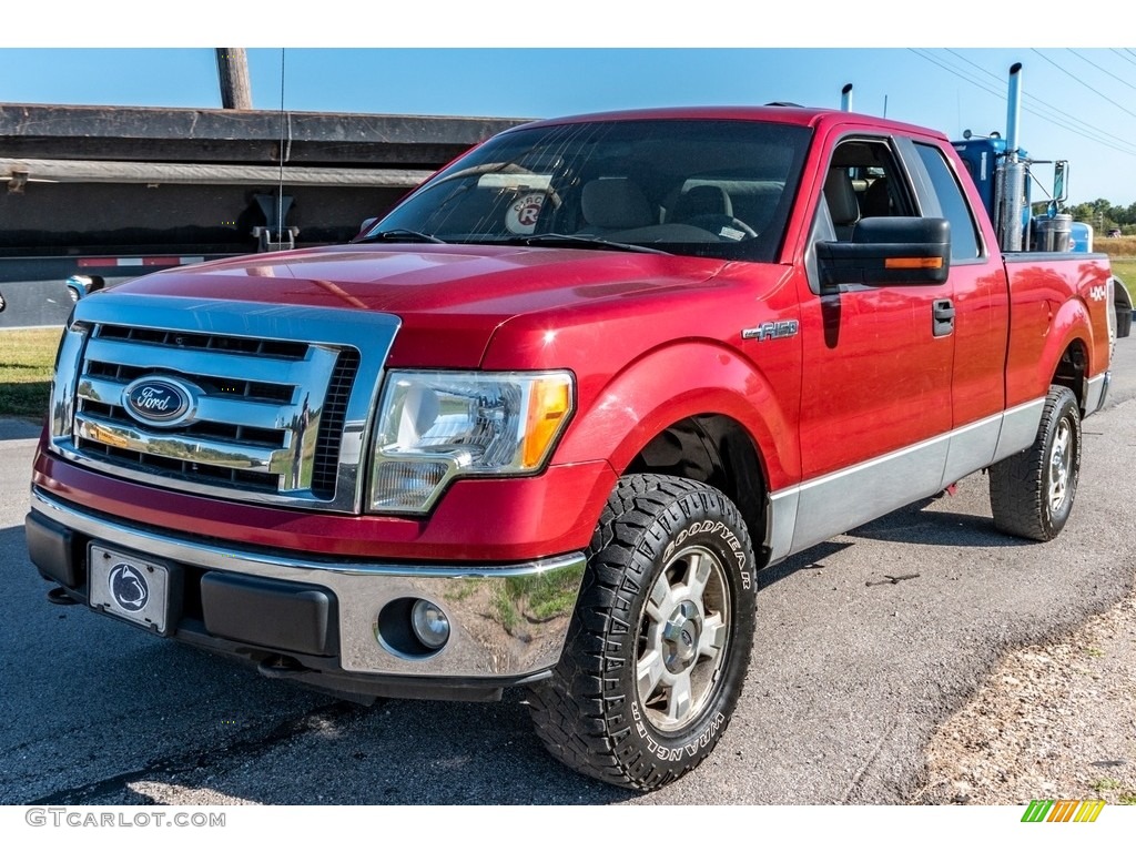 2010 F150 XL SuperCab 4x4 - Red Candy Metallic / Medium Stone photo #8