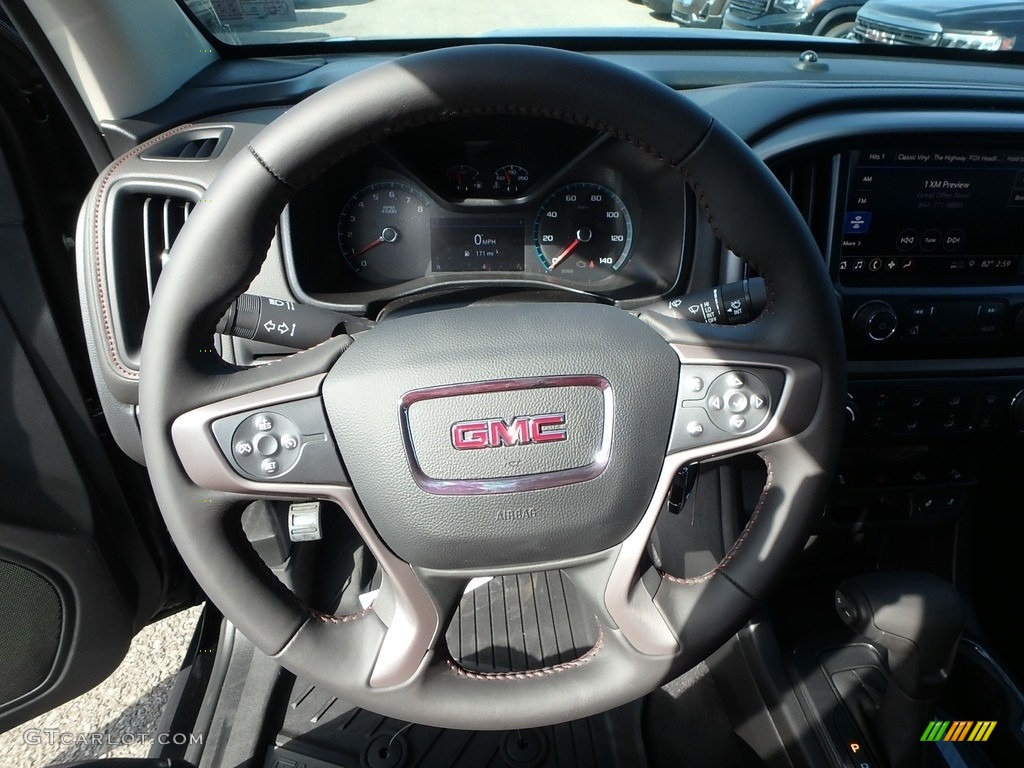 2020 GMC Canyon All Terrain Crew Cab 4WD Jet Black Steering Wheel Photo #135572596