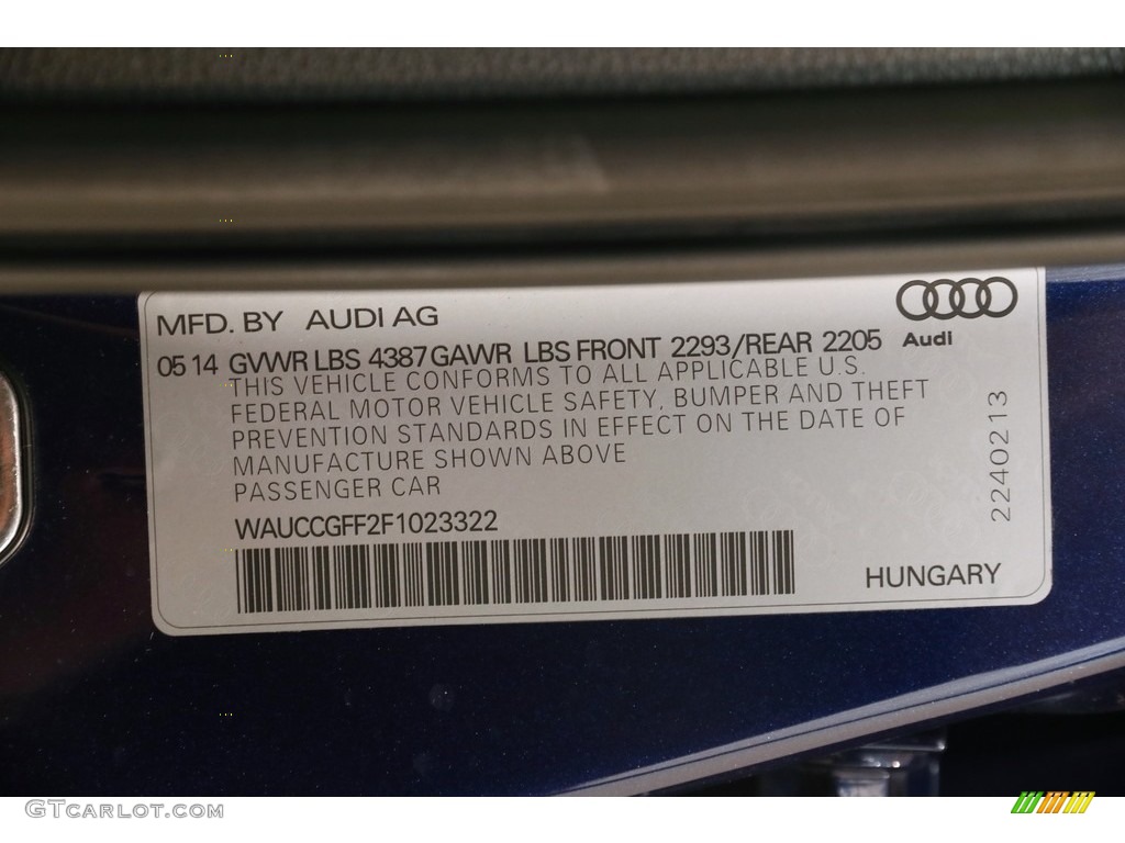 2015 A3 1.8 Premium Plus - Scuba Blue Metallic / Black photo #21