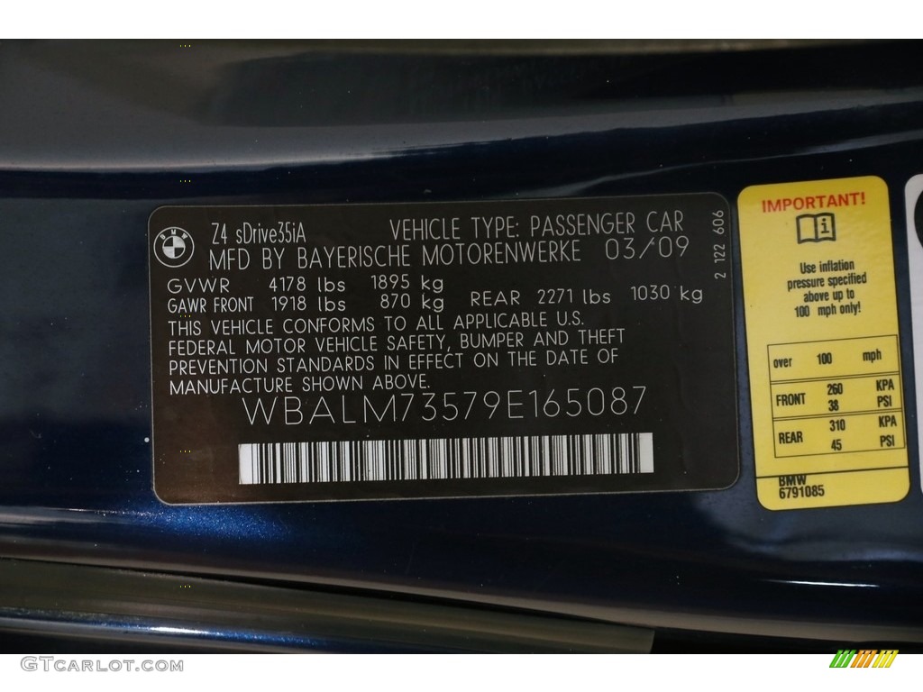 2009 Z4 sDrive35i Roadster - Deep Sea Blue Metallic / Ivory White Nappa Leather photo #19