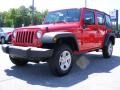 2009 Flame Red Jeep Wrangler Unlimited X 4x4  photo #4