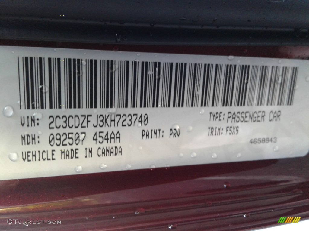 2019 Challenger Color Code PRV for Octane Red Pearl Photo #135627926