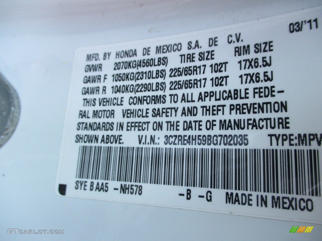2011 CR-V EX 4WD - Taffeta White / Gray photo #19