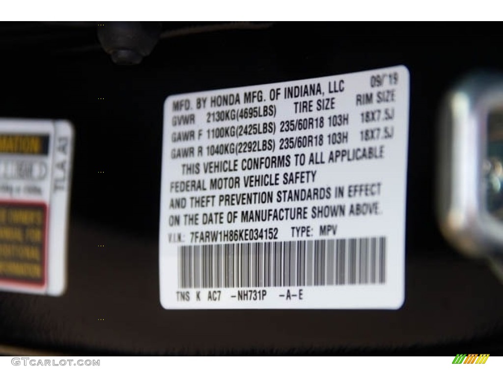 2019 CR-V EX-L - Crystal Black Pearl / Black photo #28