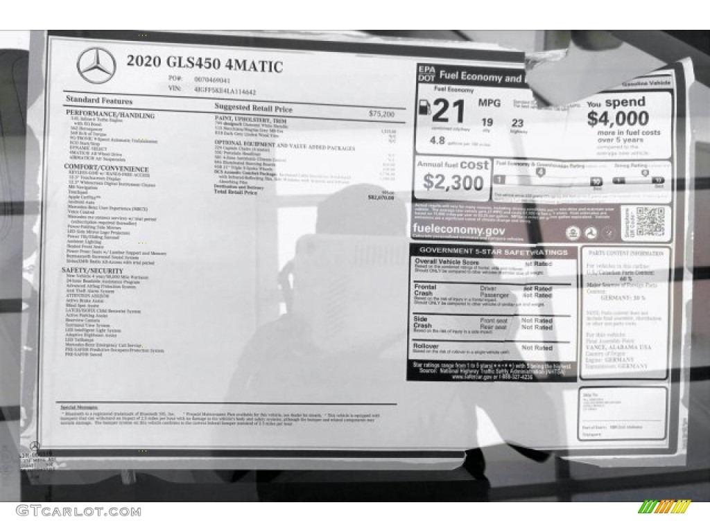 2020 Mercedes-Benz GLS 450 4Matic Window Sticker Photo #135656551