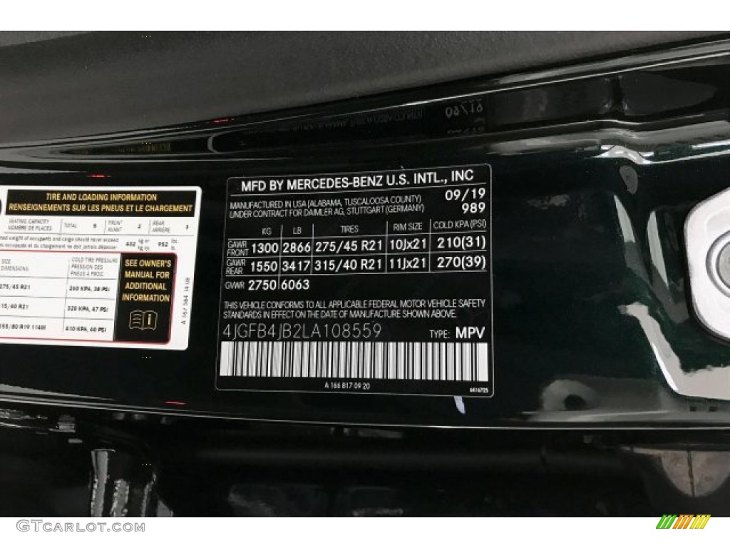 2020 GLE Color Code 989 for Emerald Green Metallic Photo #135656629