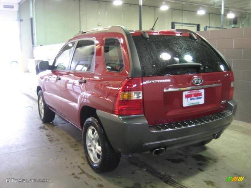 2007 Sportage LX V6 4WD - Volcanic Red / Beige photo #4