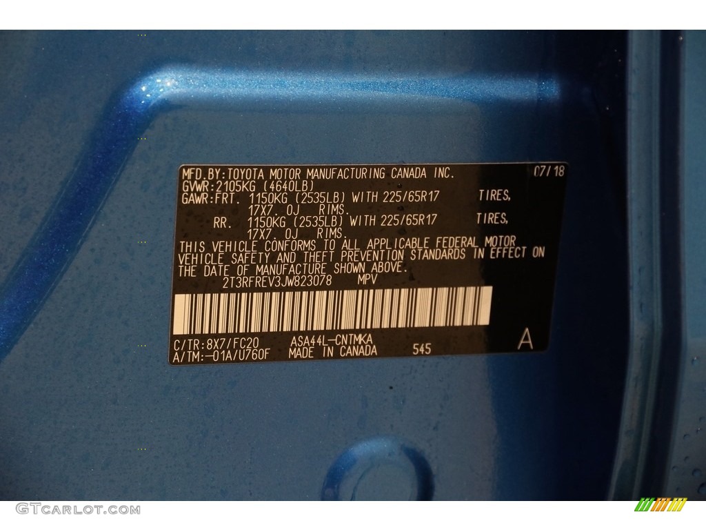 2018 RAV4 XLE AWD - Electric Storm Blue / Black photo #19