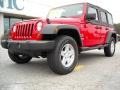 2009 Flame Red Jeep Wrangler Unlimited X 4x4  photo #2