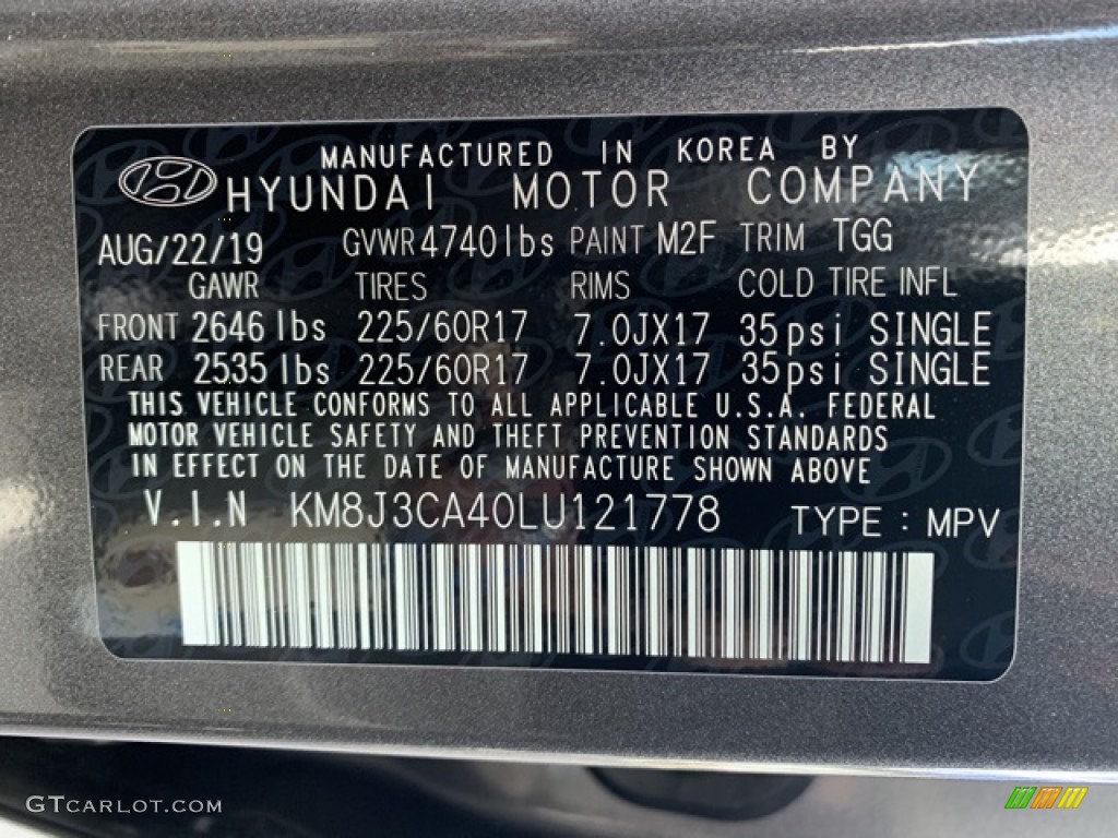 2020 Tucson Color Code M2F for Magnetic Force Metallic Photo #135673107