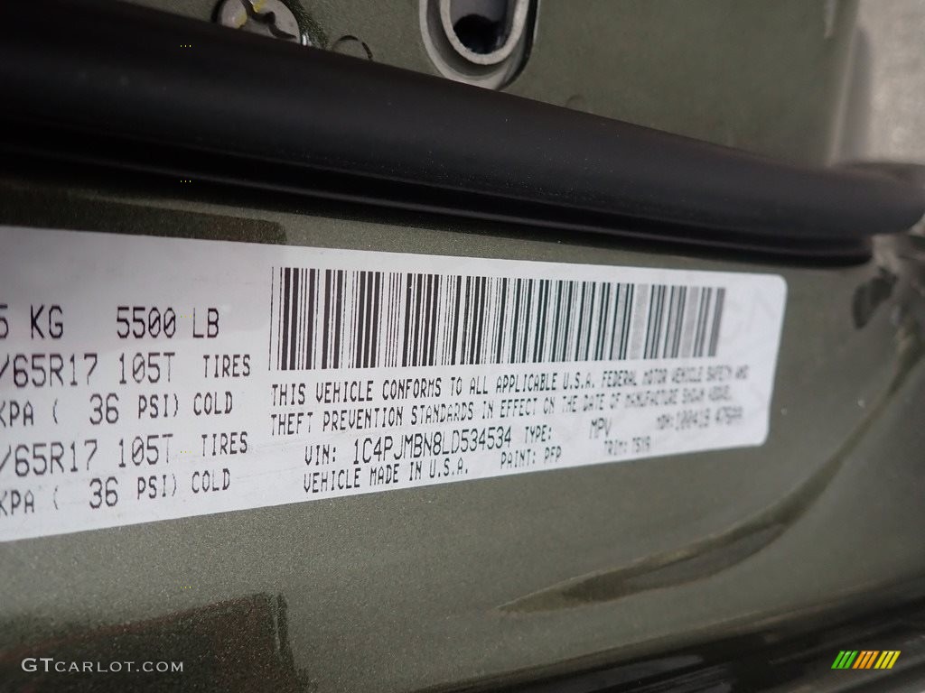 2020 Cherokee Color Code PFP for Olive Green Pearl Photo #135679770
