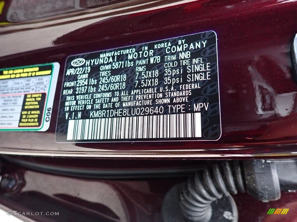 2020 Hyundai Palisade SE AWD Color Code Photos