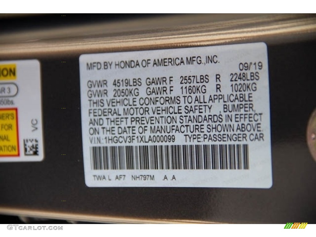 2020 Accord Color Code NH797M for Modern Steel Metallic Photo #135684276