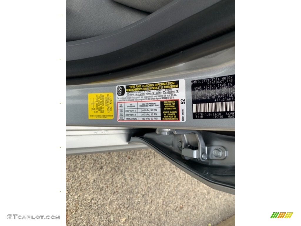 2020 Toyota Camry Hybrid SE Info Tag Photo #135686790