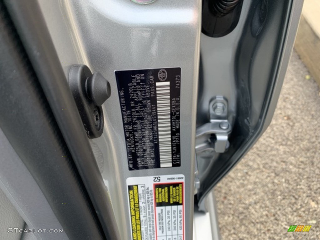 2020 Toyota Camry Hybrid SE Color Code Photos