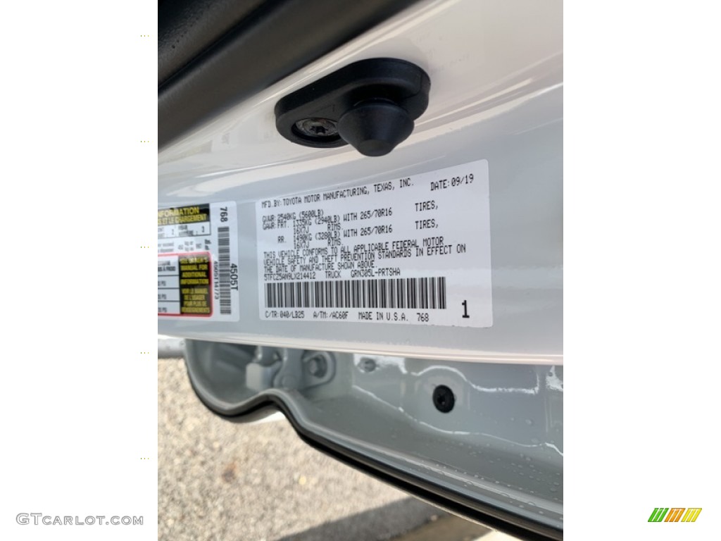 2020 Tacoma Color Code 040 for Super White Photo #135688697
