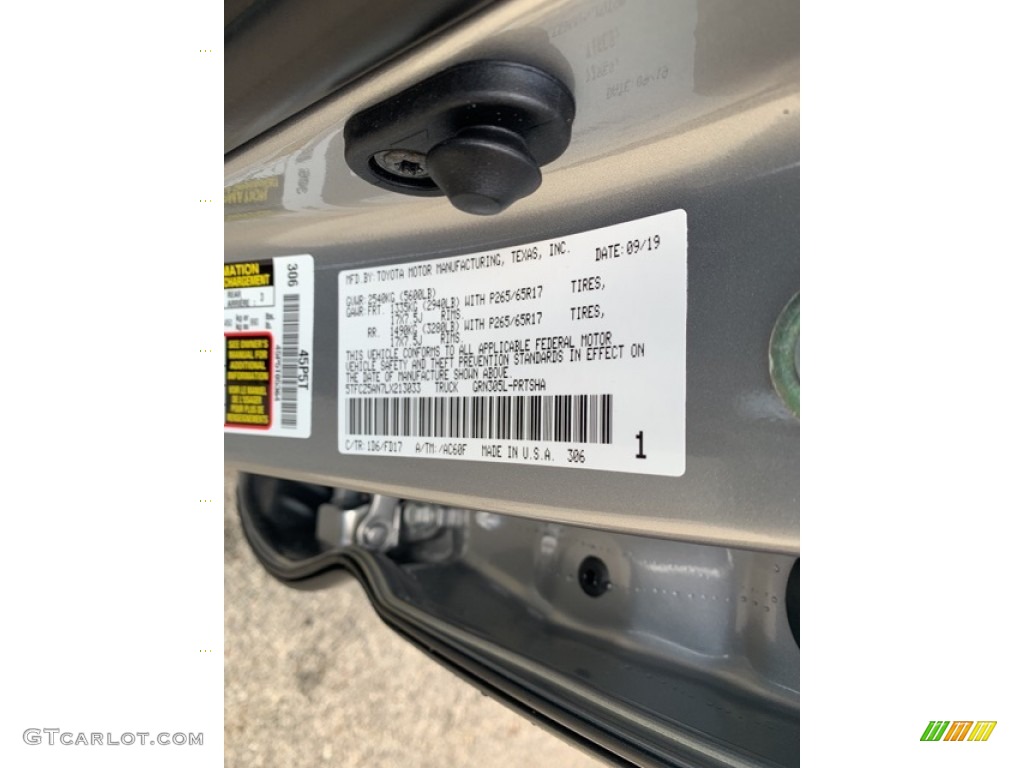 2020 Tacoma Color Code 1D6 for Silver Sky Metallic Photo #135689346