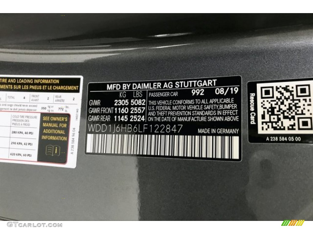 2020 E Color Code 992 for Selenite Grey Metallic Photo #135689502