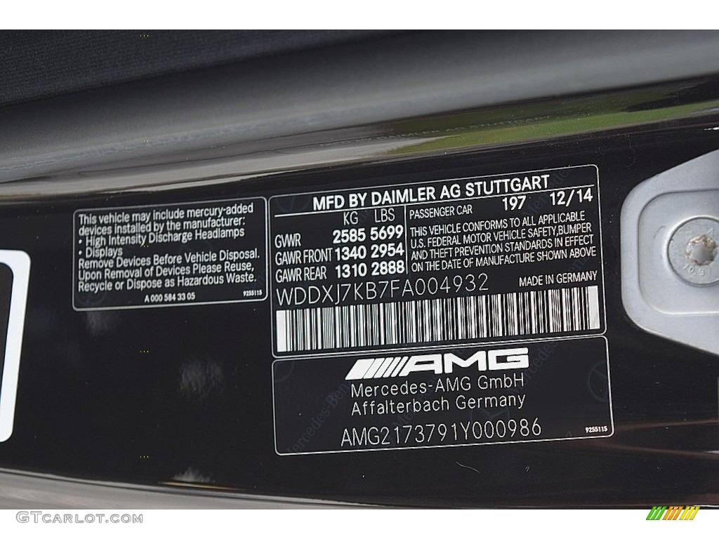2015 S Color Code 197 for Obsidian Black Metallic Photo #135692316