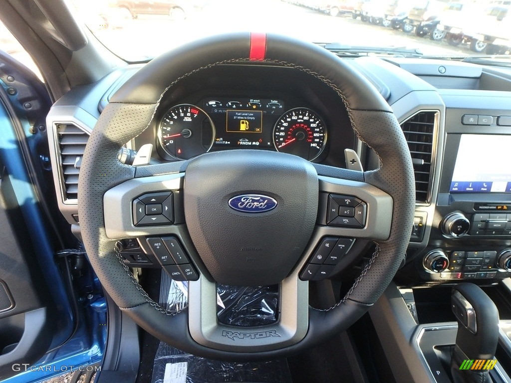 2020 Ford F150 SVT Raptor SuperCrew 4x4 Raptor Black Steering Wheel Photo #135699948